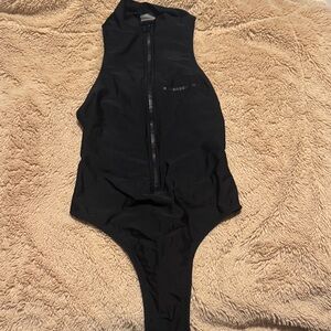 Rogue Black Cutout Zip-Front One-Piece Swimsuit